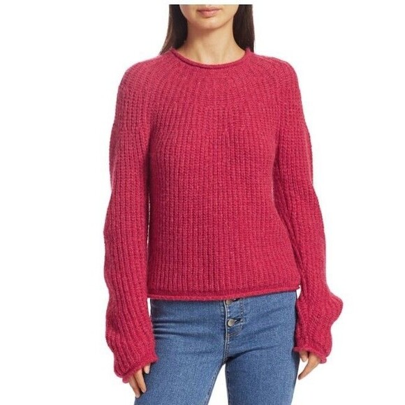 Rag & Bone Joseph Alpaca Wool Sweater Radish Pink Large - Picture 1 of 14